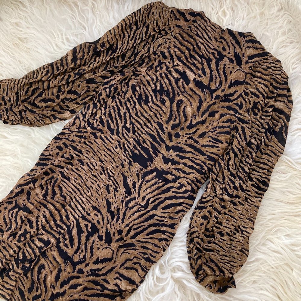 GANNI Animal Print Mini Georgette Dress - Picture 12 of 15
